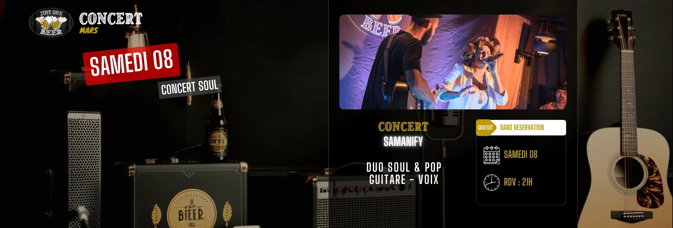événement JUST ONE BEER gradignan mars 2025 - concert Samanify