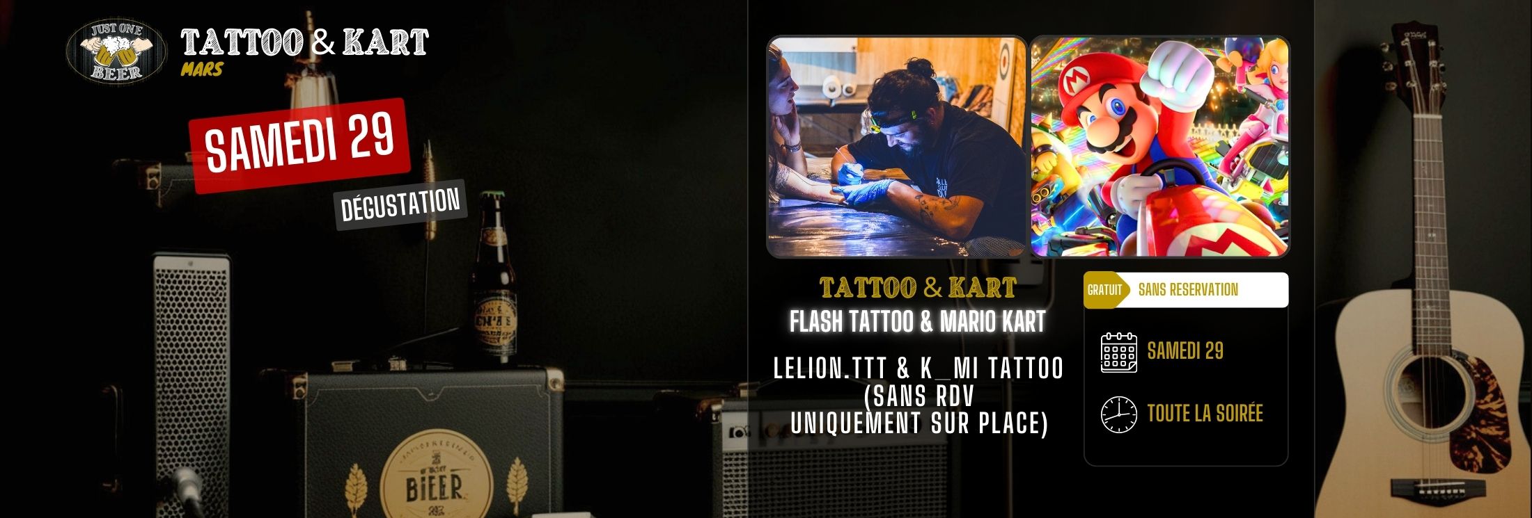 événement JUST ONE BEER gradignan mars 2025 - Flash tattoo tournoi mario kart