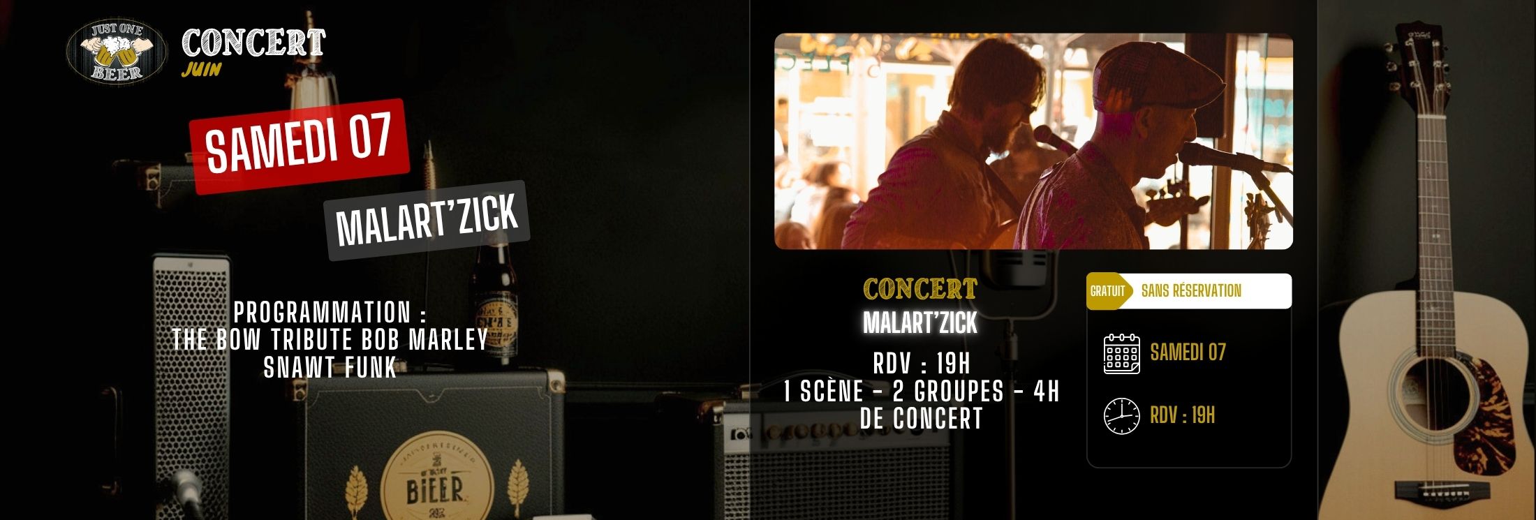 SITE - Bandeau PROGRAMME juin concert bar a bières gradignan JUST ONE BEER malart'zick