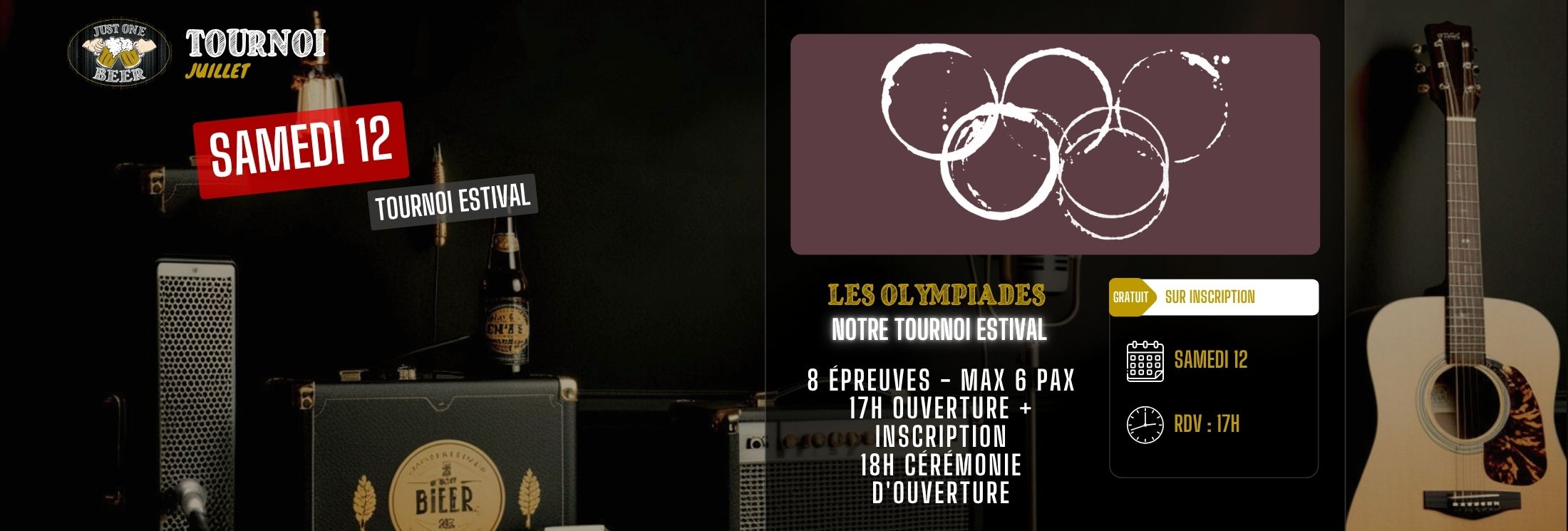 SITE - Bandeau PROGRAMME juillet Tournoi bar a bières gradignan JUST ONE BEER Les olympiades