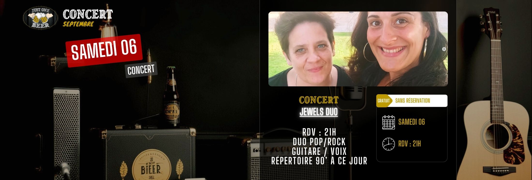 SITE - Bandeau PROGRAMME aout concert bar a bières gradignan JUST ONE BEER concert duo jewels