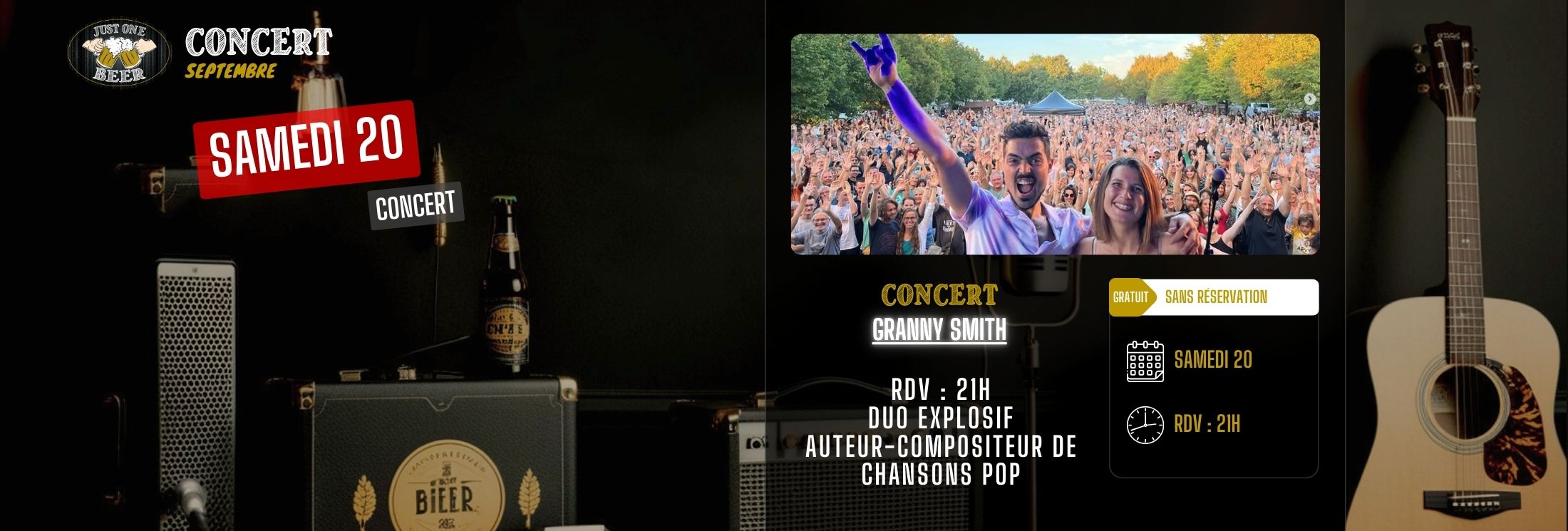 SITE - Bandeau PROGRAMME aout concert bar a bières gradignan JUST ONE BEER concert Granny Smith