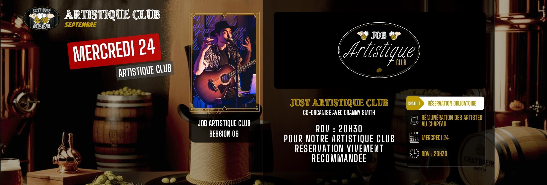 SITE - Bandeau PROGRAMME aout concert bar a bières gradignan JUST ONE BEER just artistique club session 6