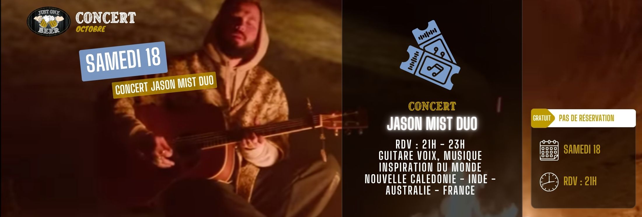 SITE - Bandeau PROGRAMME octobre concert Jason Mist Duo bar a bières gradignan JUST ONE BEER