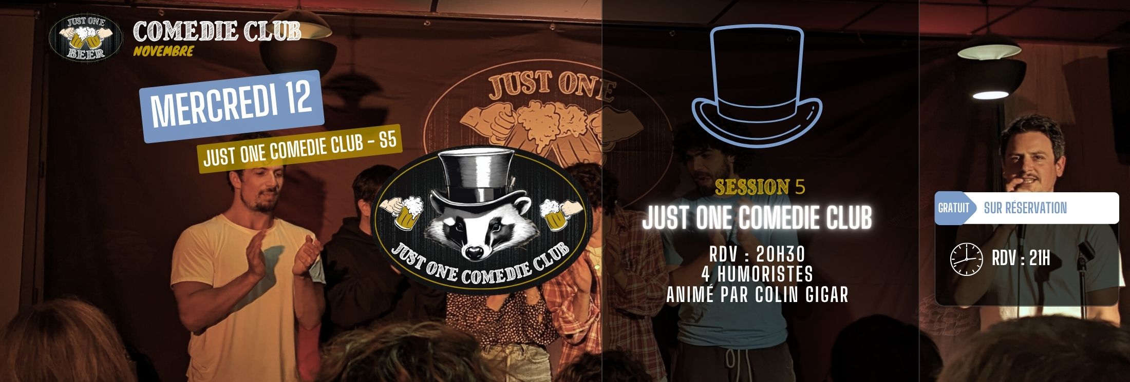 SITE - Bandeau PROGRAMME novembre just one comédie club bar a bières gradignan JUST ONE BEER