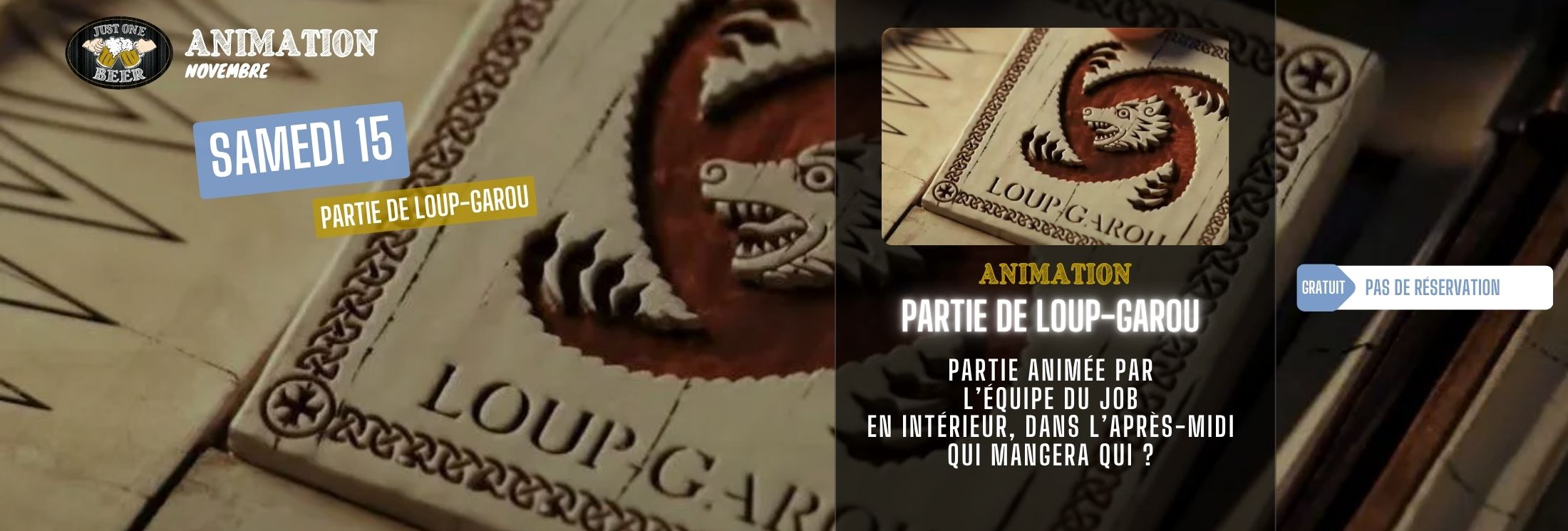 SITE - Bandeau PROGRAMME novembre partie de loup-garou bar a bières gradignan JUST ONE BEER