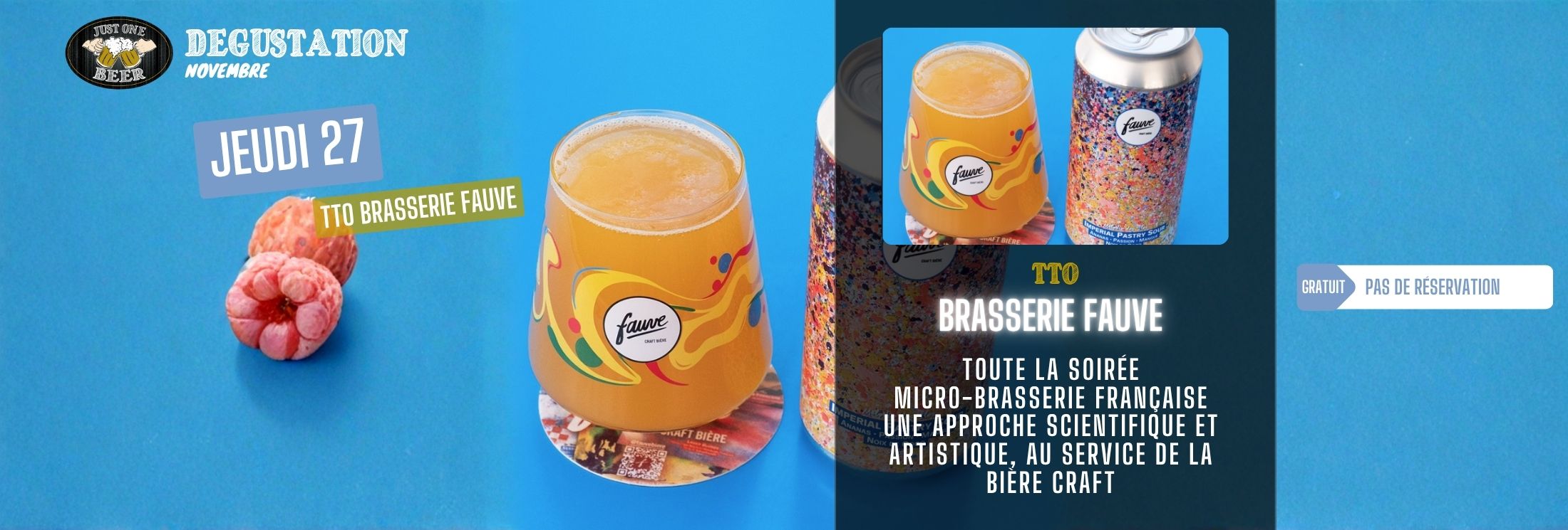 SITE - Bandeau PROGRAMME novembre TTO dégustation brasserie Fauve bar a bières gradignan JUST ONE BEER