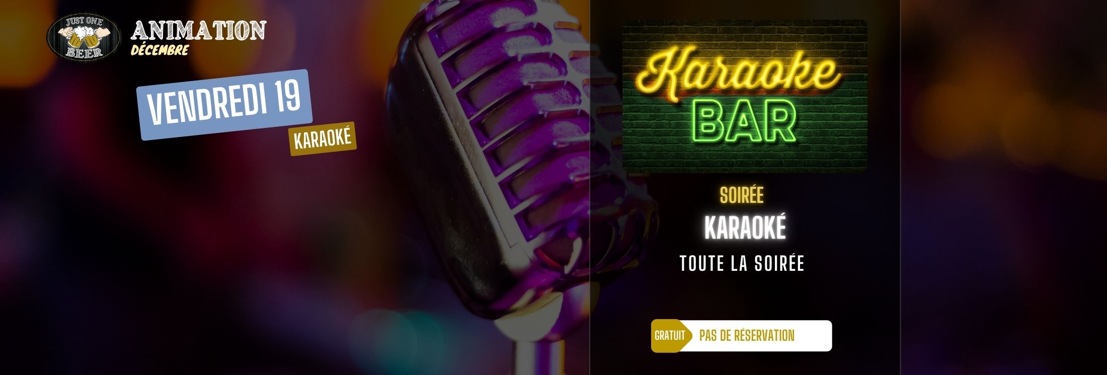 SITE - Bandeau PROGRAMME decembre karaoke bar a bières gradignan JUST ONE BEER
