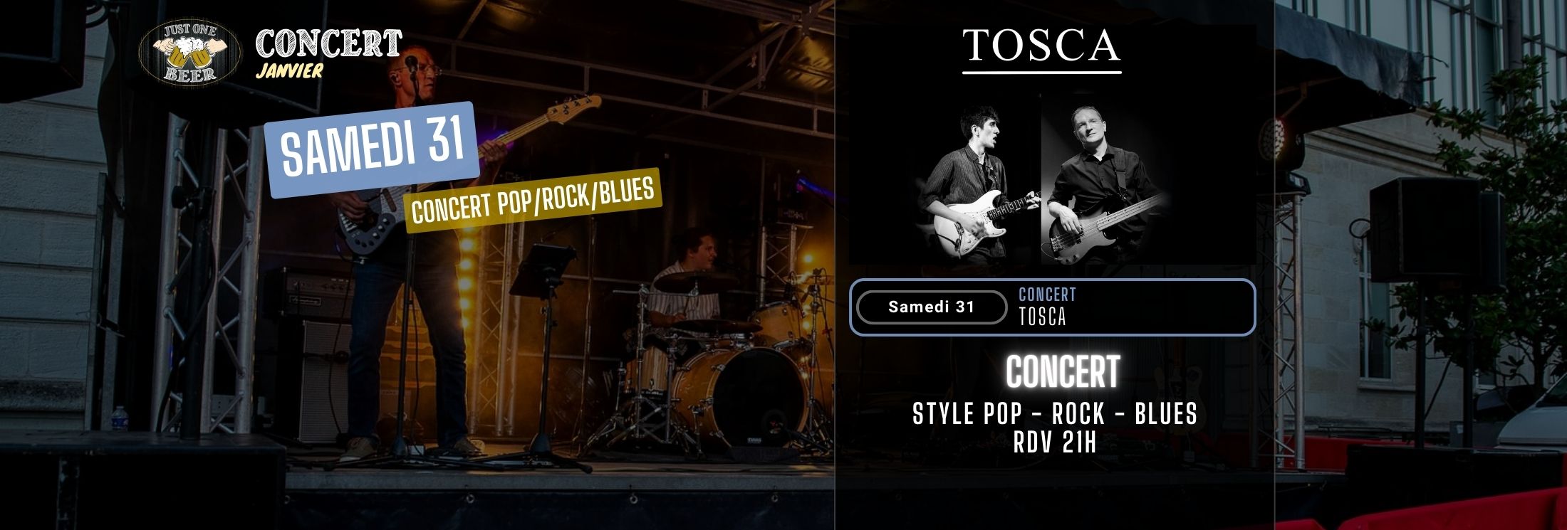 SITE - Bandeau PROGRAMME janvier concert tosca 33 bar a bières gradignan JUST ONE BEER